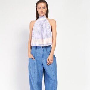 Adam Selman Backless Pleated Trapeze Top